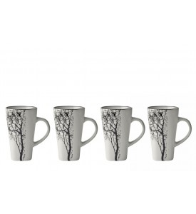 Lot de 4 tasses expresso motif arbre