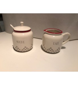 Lot de 2 pots sucre/lait Damier